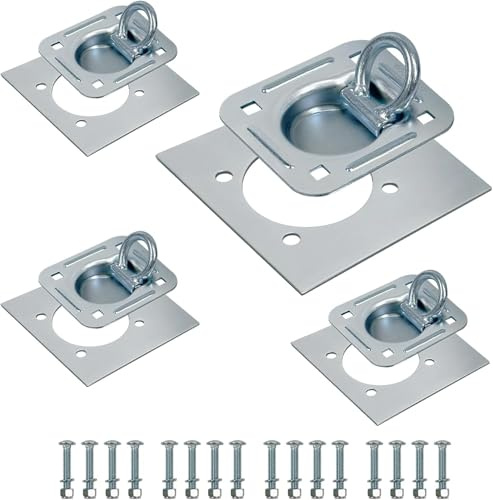 HEYOUTH Zurrösen für Anhänger (4Stück),Anhänger Zurrösen mit Gegenplatten,Zurrbügel belastbar bis 2268 kg,Verzurrösen Zurrpunkte,Befestigung Anhänger Zubehör,Verzurrösen aus verzinktem Stahl