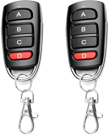 2 PCS Universal Garage Door Opener Remote Control - 433.92 MHz Duplicator Key Fob for Electric Gate - Compatible with Fixed & Rolling Code