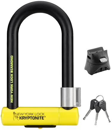 Kryptonite New York Diamond Bike U-Lock, Angle Grinder Resistant Heavy Duty Anti-Theft, Sold Secure Diamond 26mm Shackle with Mounting Bracket and Keys, Ultimate Security for Bicycles E-Bikes Scooters