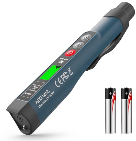 AEGTEST 1223 Gas Leak Detector with Visual & Audible Alarm, Built-in Light, Natural Gas Detector to Locate Combustible Leak Sources Like Methane, Propane for Home and RV