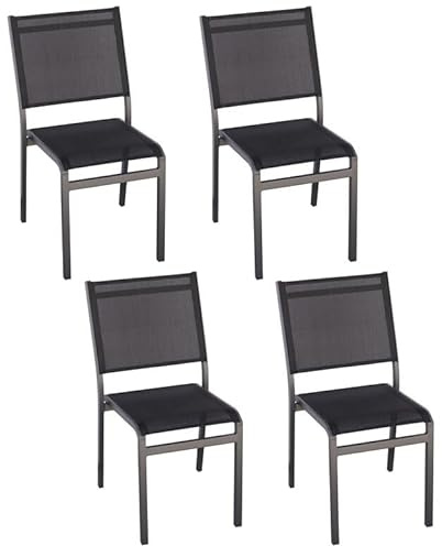 Gruppo Maruccia - Set 4 Sedie per Esterni - Struttura Impilabile in Alluminio, Seduta in Textilene - Per Giardini, Bar, Ristoranti (Antracite)