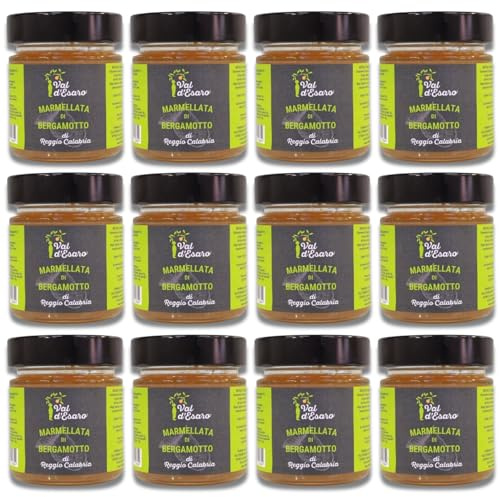 Marmellata di Bergamotto di Reggio Calabria - 12 vasi da 230g - Senza Conservanti né Pectina - Gusto Autentico e Naturale - Prodotto Artigianale - Val D'Esaro