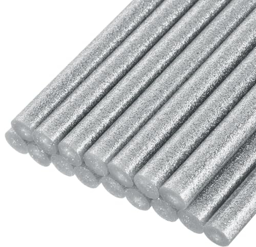 QUARKZMAN 16 Stück Heißklebestifte 11mm x 100mm Mini Heißklebesticks Heißklebepistole Heißkleber Klebestifte Glue Kleberstoff für Repartur Bastel Dekoratiion DIY Handwerk Glitzer Silber