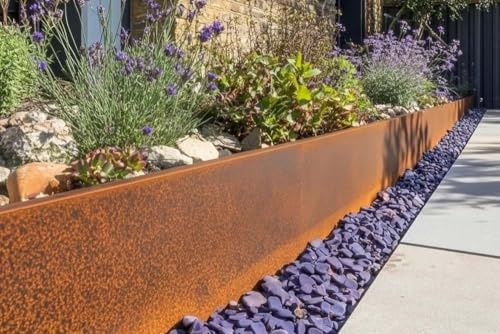 Garmix Bordo per aiuole in acciaio corten, 19 cm, 10 m, 0,6 mm