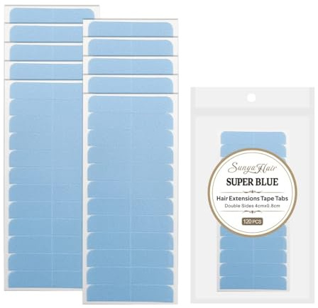Sunya Tape Extensions Klebestreifen 120 Stück – Hautfreundliche Doppelseitige Haarverlängerungs Tape Tabs für Echthaar Weft – Unsichtbar, Wasserfest, Starker Halt für Salon & Wiederverwendung