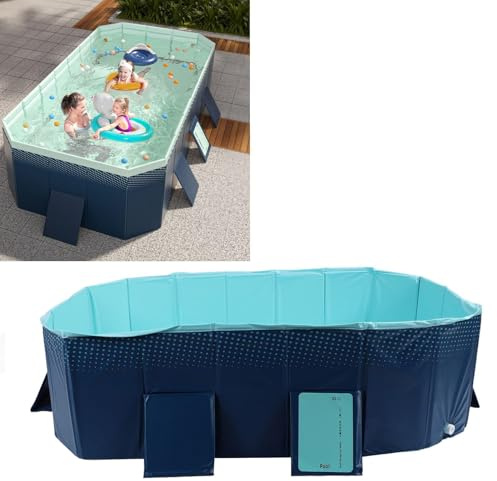 Mumusuki Foldable Pool, Non Inflatable Thickened Swimming Pool Anti Wear PVC for Outdoor Backyard Kids Dogs (2.1m)
