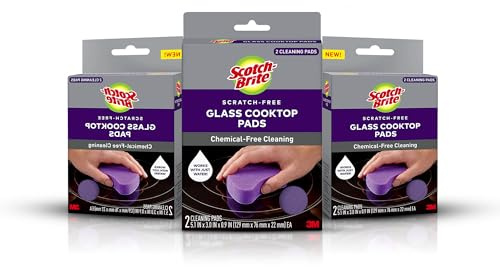 Scotch-Brite Tappetini per piano cottura in vetro, antigraffio e non abrasivi, per piani cottura in vetro o ceramica, pulisce i pasticci bruciati con solo acqua, design riutilizzabile lavabile in