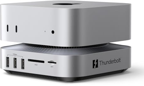 UGREEN Maxidok Thunderbolt 5 Docking Station Mac mini M4 Dock 8TB M.2 NVMe | 120Gbps Datentransfer, 8TB M.2 NVMe SSD, Single 8K/ Dual 6K@60Hz, SD/TF 4.0, Kühlsystem für Mac mini M4 Pro