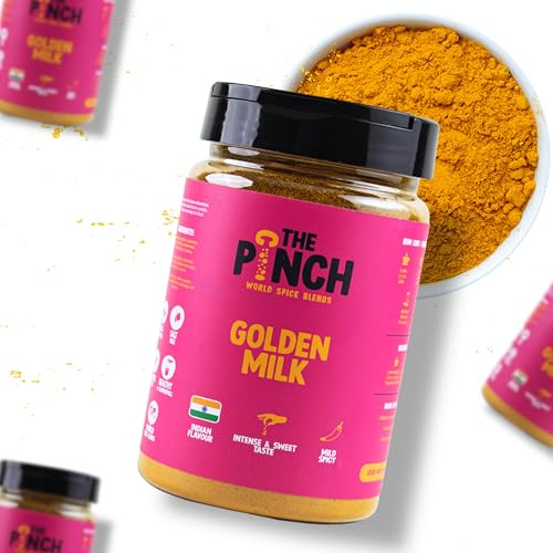 THE PINCH Golden Milk - Cúrcuma Ayurveda - Sin Sal - Easypack 300g | 100% Cúrcuma, Jengibre y Canela Natural. Ideal para Té, Café, Lattes y Batidos. Sin Aditivos.