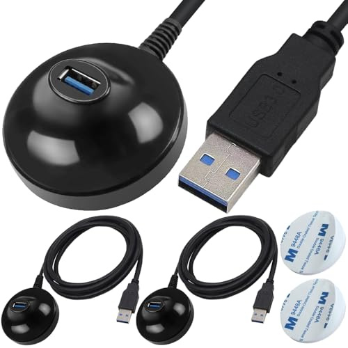 Xiatiaosann USB 3.0-Verlängerungskabel mit Standfuß, 5 Gbit/s USB-A-Stecker-zu-Buchse-Datenübertragungskabel, USB-Verlängerungskabel mit Dockhalterung (2er-Pack, 150 cm/4,9 ft)