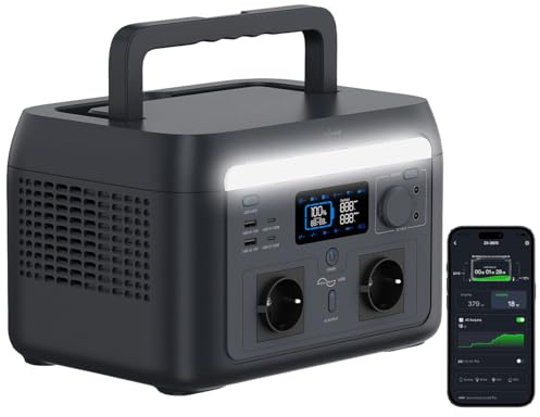 revolt Powerpack: Tragbare Powerstation & Solargenerator 512 Wh, USV, App, 600 W (Stromerzeuger, Powerstation mit Notstromfunktion, Handy)