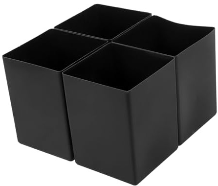 STOBAZA Soporte para Cepillo de Baño Cuadrado Negro de Plástico, 4 Piezas Portaherramientas Portátil y Fácil Mantenimiento para Baños Públicos y Hogar