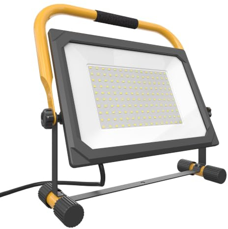 Ledvion - Faro LED da Lavoro 100W, 11000 Lumen, 6500K Luce Giorno, Impermeabile IP65, Con Treppiede, Lampada da Cantiere, LED Professionale per Cantieri e Esterni, Orientabile, Portatile