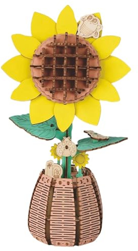 DINGFDENG Puzzle 3D Bois Tournesol - Kit Construction Fleur Artificielle à Assembler, Maquette Bois Adulte Cadeau Créatif, Déco Maison Bureau Modèle Décoratif, Atelier Créatif DIY Cadeau Anniversaire
