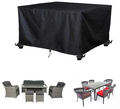 Housse Salon de Jardin Exterieur Impermeable 335x245x85cm/LxlxH Housses de Meubles de Jardin Extérieur | Bâche De Protection pour Table | 420D Oxford Tissu Impermeable pour Canapé,Chaise,Tables
