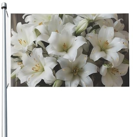 Strauß Weißer Lilien Gartenflaggen Uv-Beständig Hofflagge Doppelseitig Flagge 90X150Cm Für Innenhof Hof Veranda