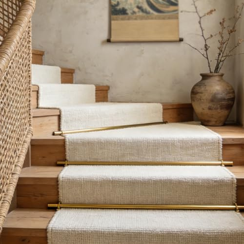 Trappmatta stavar 4-pack trapplöpare hållare enkel installation 130 cm (51 tum) matta säkringsstänger perfekt för trappsäkerhet och stil