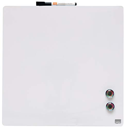 Nobo Pizarra Magnética Pequeña de Color, Sin Marco, Borrado en Seco, Fácil de Limpiar, Aptas Para Uso En Pared, Casa y Oficina, 360 x 360 mm, Blanco, 1903802
