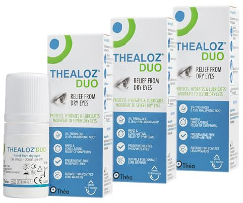Thealoz Duo Eye Drops | Preservative-Free | Rapid Relief for Dry, Tired, Sore Eyes | Contact Lens Friendly | 3 PACK |10ml (900 Drops)