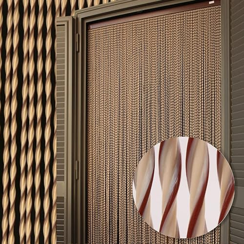 PVC-Türvorhänge Modell Capri – Aluminiumträger - Made in Italy - Eichmaß (90X200/100X220/120X230/130X240/150X250) – Fliegenvorhang (150X250, Elfenbein und braun)