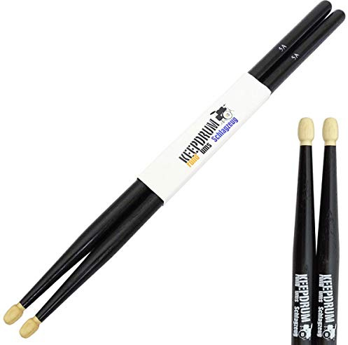 keepdrum 5A Black Hickory Drumsticks Schlagzeug-Stöcke Schwarz