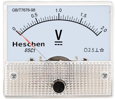 Heschen 85C1-3A - Misuratore di corrente rettangolo montato a pannello amperometro DC 0-3A, classe 2.5, bianco