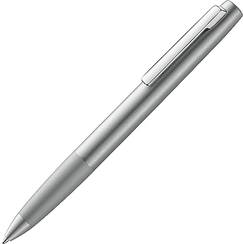 LAMY aion Kugelschreiber 277 – Einzigartiger Kuli aus Aluminium in der Farbe Olive-Silber, seidenmatt mit Drehmechanik – Mit Großraummine – Strichbreite M