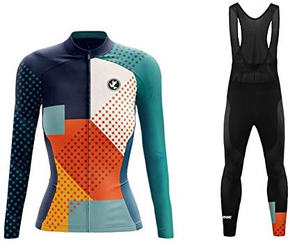 UGLY FROG Mode Damen Winter Fleece Radtrikot Set Fahrrad Trikot Langarm + Radlerhose Thermo Winddicht DEWJK12