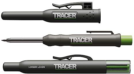 Tracer Deep Hole Construction Pencil with 6 x Replacement Lead Pack and accompanying Site Holsters all-in-one Marking Kit. Carpenter Pencil Set