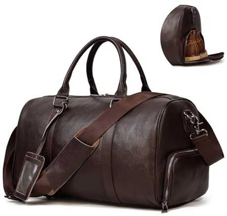 LUUFAN Leder Reisetasche große Kapazität Duffel Gepäcktasche mit Schuhfach, Männer Frauen Umhängetasche für Wochenende Urlaub Geschäftsreise