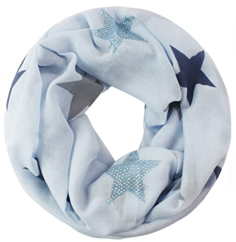 Gloop Loop schal leichterLangschal mit Sterne Muster Schlauchschal Tuch Viele Farben