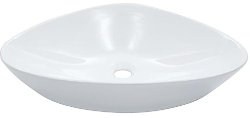 vidaXL Waschbecken Aufsatzwaschbecken Waschtisch Waschplatz Handwaschbecken Waschschale Aufsatzbecken Becken Badezimmer 58,5x39x14cm Keramik Weiß