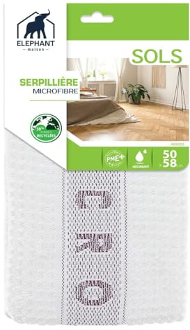 ÉLÉPHANT Maison - Serpillière Gaufrée Microfibre - Idéale Surfaces Fragiles - Nettoie sans Détergent - Très Absorbante et Souple - Se Rince et S’essore Facilement - Haute Qualité - Fabriqué en France