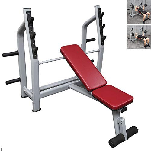 Krafttraining Multifunktionale Squat Rack Verstellbare Flachbank Profi-Hantelablage Gym Fitnessgeräte Ausrüstung Bearing 400kg (Color : Red, Size : 165x123x130cm)
