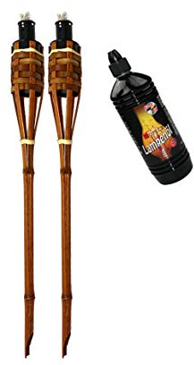 2 x bambufacklor fackla Deluxe 90 cm mörkbrun 1 x 1 000 ml lampolja trädgårdsfackla oljefacklor trädgårdsdekoration oljelampa gångljus