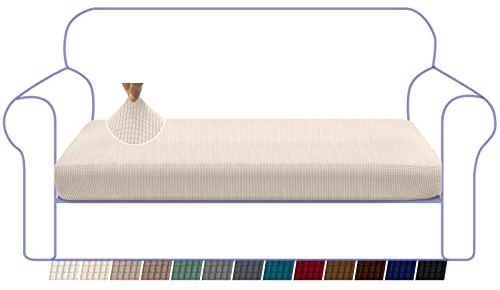 Granbest High Stretch Sofa Sitzkissenbezug Superweicher Sofa Sitzbezug Sitzkissenschutz Jacquard Spandex Stoff mit Elastischer Unterseite(3 Sitzer,Beige)