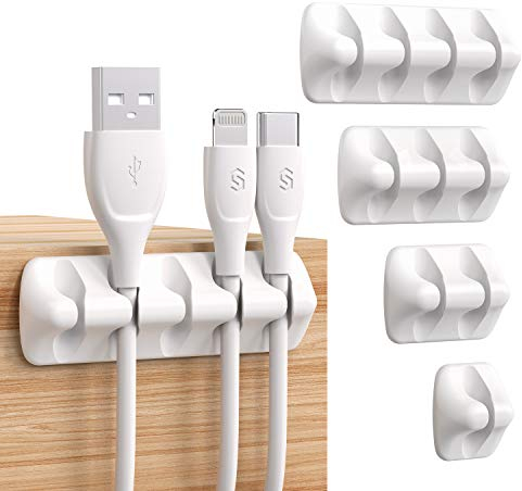 SYNCWIRE Kabel-Clips, Kabel-Organizer, Kabel-Management, selbstklebendes USB-Kabelhalter-System zum Organisieren von Kabeln, ideal für Zuhause, Büro, Auto, Nachttisch, Schreibtischzubehör, 5 Stück