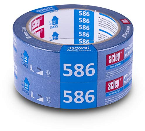 Scley 2 Stk. Malerkrepp/Kreppband 48 mm x 33 m Serie 586, reißfestes Papier-Abklebeband, Abdeckband für Maler mit Acrylatkleber, Malerband mit mittlerer Klebkraft