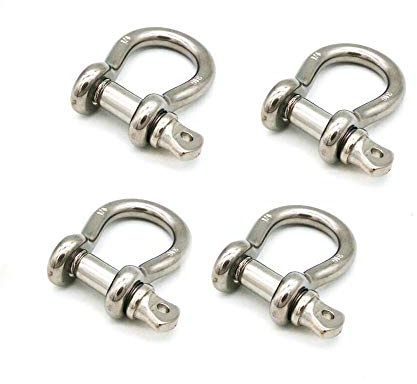 JY-MARINE 6 mm Schraubbolzen, Anker-Schäkel, Edelstahl, 316, strapazierfähig, Bogenform, Lastklemme für Ketten, Drahtseil, Heben, Paracord, Outdoor, Camping, Survival-Seil, Armbänder, 4 Stück