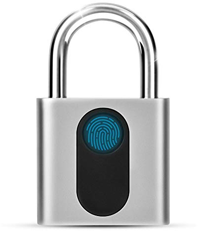 Intelligentes Fingerabdruck Vorhängeschloss, Fingerabdrucksperre Schloss Mit Fingerabdruck, Smart Vorhängeschloss Wasserdichter USB-Aufladung Biometrie Schlüsselloses Schloss Für Tür, Koffer, Fahrrad