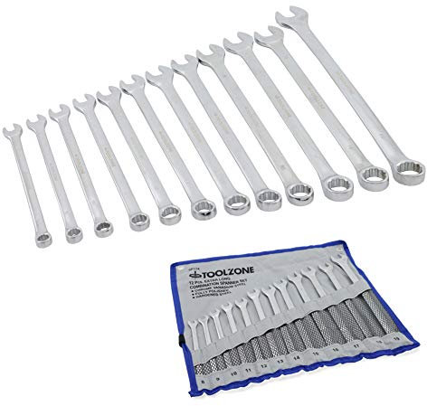 Toolzone Combination Spanner Set Extra Long Metric Combi Wrench Spanners 8-19mm