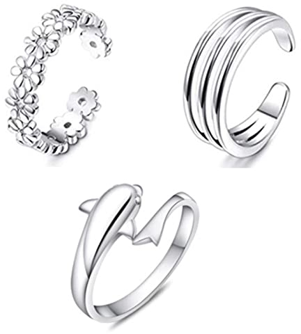 YQHWLKJ Strandurlaub Knöchel Fußring Offene Zehenringe Set für Frauen Mädchen Finger Herz Ring Einstellbarer Schmuck-3PCS,Roségold Farbe