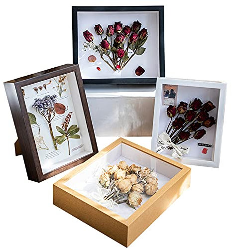 3D Bilderrahmen Blumen-Schaukasten,Schaukasten,tiefer Bilderrahmen,Brautstrauß,Erinnerungsstücke,Medaillen,Fotos,Erinnerungsstücke für Wandbehang oder Desktop-Tiefer Rahmen für Objekte bis 3cm/6cm