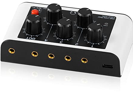Tragbarer Mini Stereo 4-Kanal Linien Mischer, Kopfhörer Monitoring für Clubs/Bars, extrem rauscharmer Audio-Mixer, Live Studio-Aufnahme