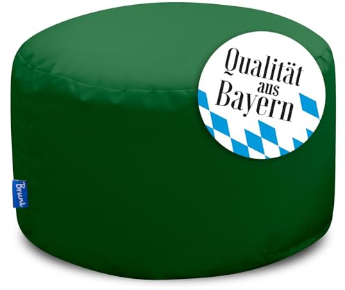 Bruni Pouf Sittpall L i grangrön – rund sittpuff, inomhus och utomhus som fotpall, yogasittkudde, meditationskudde, tillverkad i Tyskland