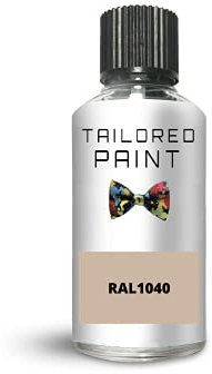 RAL1040 Grey Beige Gloss Touch Up Paint with Brush Direct Gloss Paint for Wood, Metal, Plastic, PVC, UPVC, Fascia Soffit Furniture Boards - Indoor & Outdoor