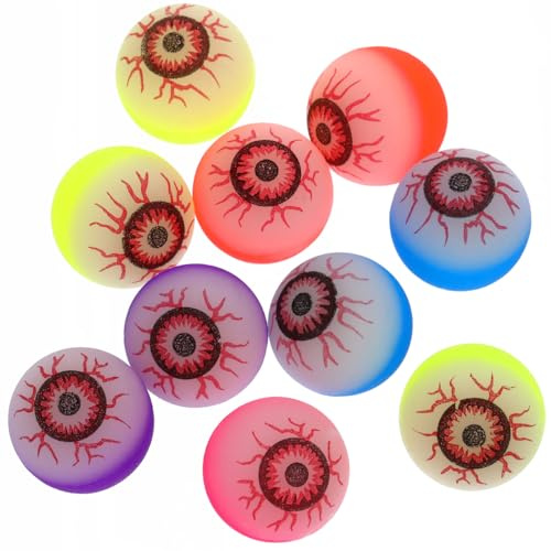 FOMIYES Halloween Hüpfbälle Augäpfel, Halloween Flummi, Hohler Augapfel, 32 mm Horror-Augapfel für Partydekorationen 10 Stück (Gemischte Farben)