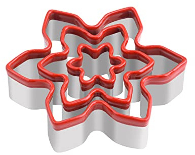 Snowflake Cookie Cutters, FASAKA 3 Piece Snowflake Cookie Cutter Set, Flower Shape Cookie Cutter for Fondant Decorating, Small Fruit Cutters 3.7, 2.3, 1.2