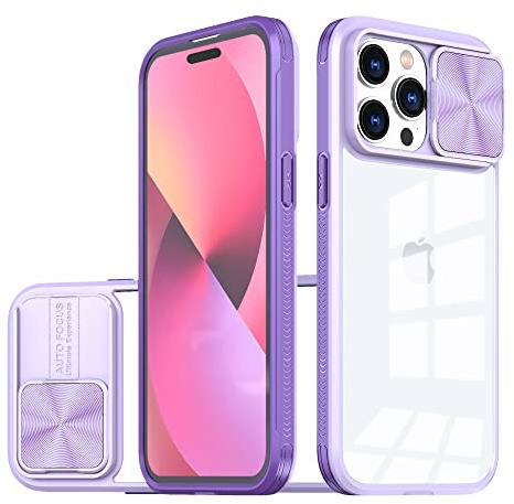 Dqtaoply Phone Camera Cover for iPhone 14 Pro Max Case, Heavy Duty Shockproof Protective Military Grade Slide Camera Cover Slim Phone Case Compatible with iPhone 14 Pro Max - Purple