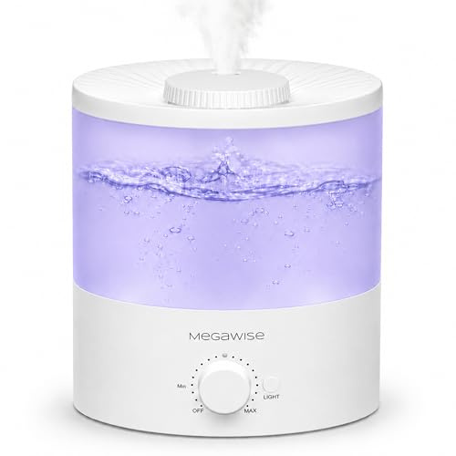 H1-XIT Cool Mist Luftbefeuchter mit Top-Nachfüll-Design, 2 l Kapazität, hoher Nebelausgang, kein Auslaufen und Nachtlicht in 7 Farben, Blau